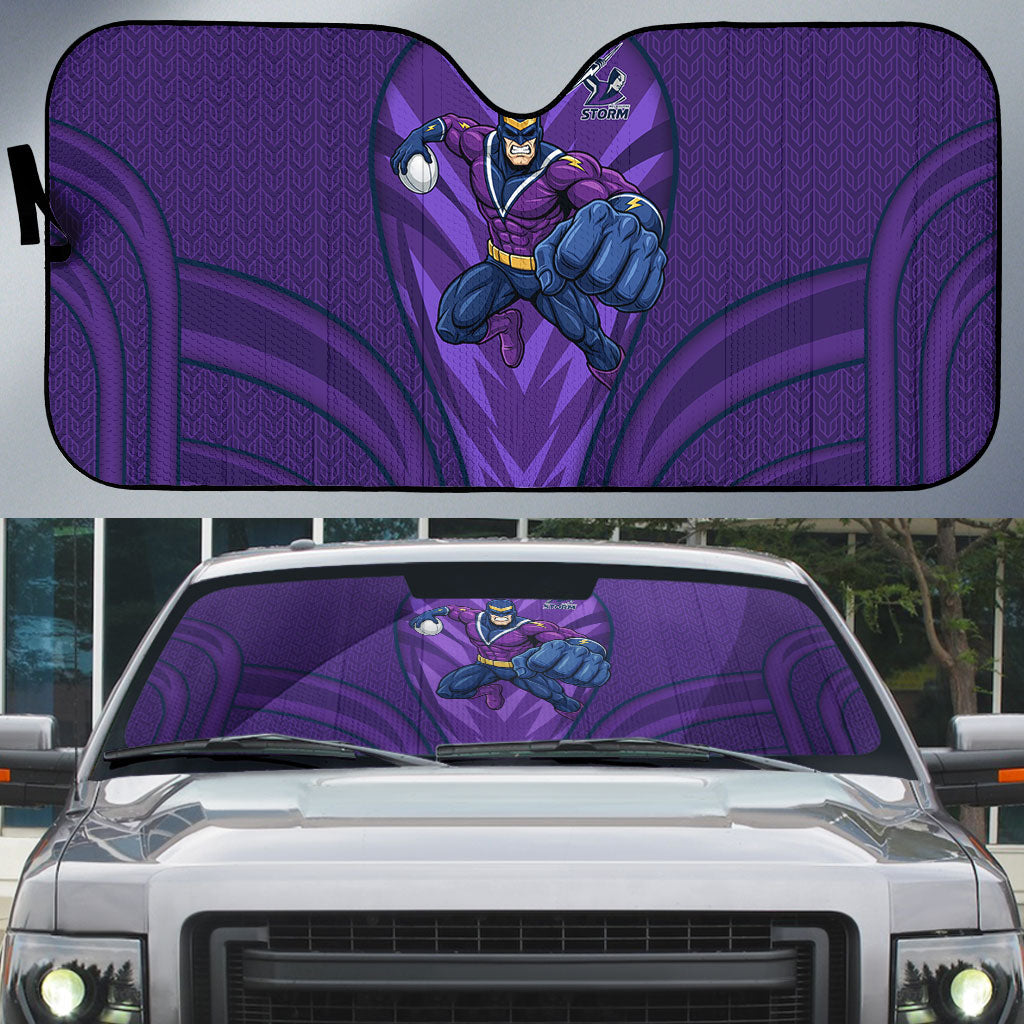 Melbourne Storm Rugby Mascot Auto Sun Shade Australian Rugby Culture - Tribal Inspired Superhero
