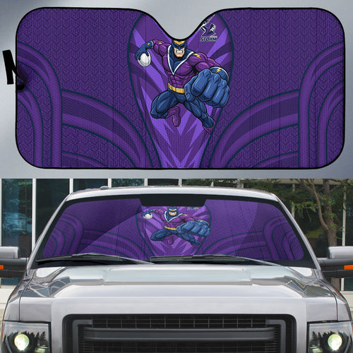 Melbourne Storm Rugby Mascot Auto Sun Shade Australian Rugby Culture - Tribal Inspired Superhero