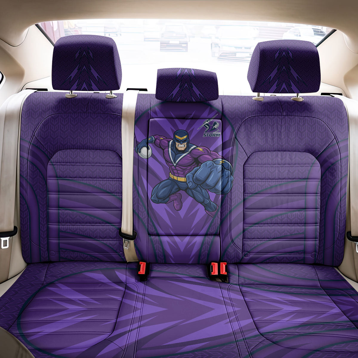 Melbourne Storm Rugby Mascot Back Car Seat Cover Australian Rugby Culture - Tribal Inspired Superhero