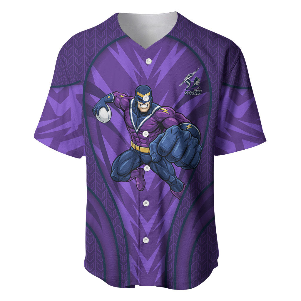 Melbourne Storm Rugby Mascot Baseball Jersey Australian Rugby Culture - Tribal Inspired Superhero