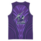 Melbourne Storm Rugby Mascot Basketball Jersey Australian Rugby Culture - Tribal Inspired Superhero