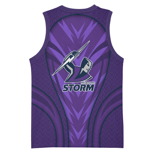 Melbourne Storm Rugby Mascot Basketball Jersey Australian Rugby Culture - Tribal Inspired Superhero