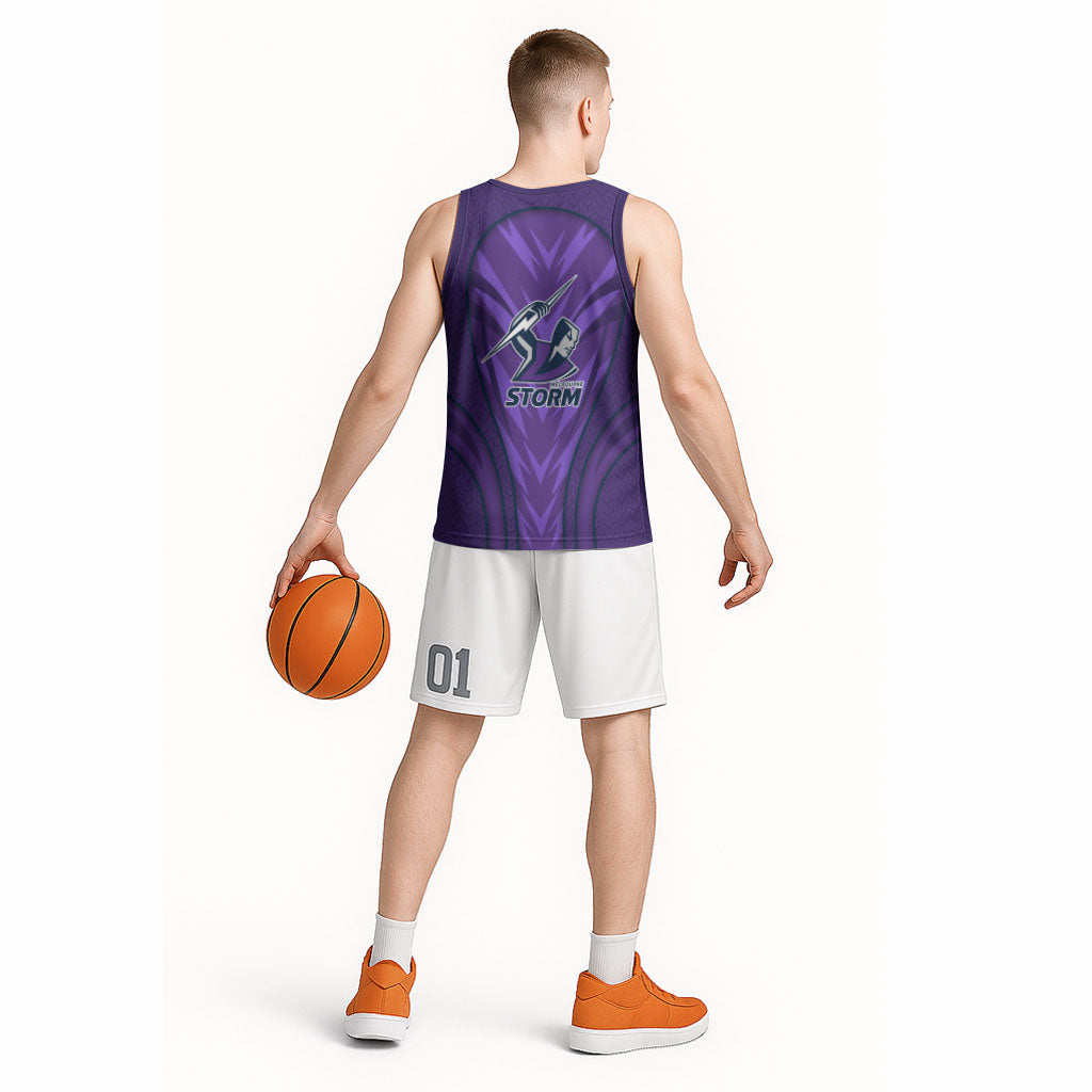 Melbourne Storm Rugby Mascot Basketball Jersey Australian Rugby Culture - Tribal Inspired Superhero