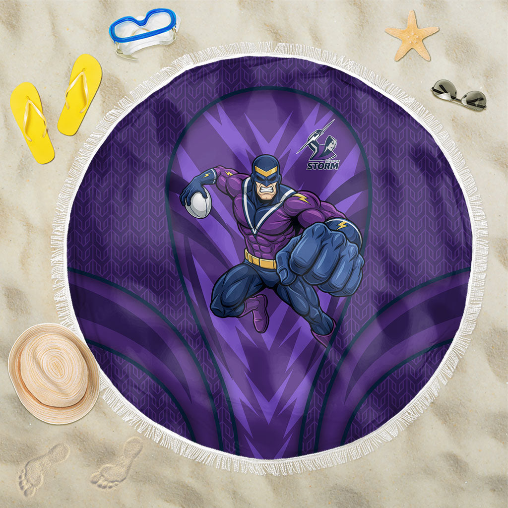 Melbourne Storm Rugby Mascot Beach Blanket Australian Rugby Culture - Tribal Inspired Superhero