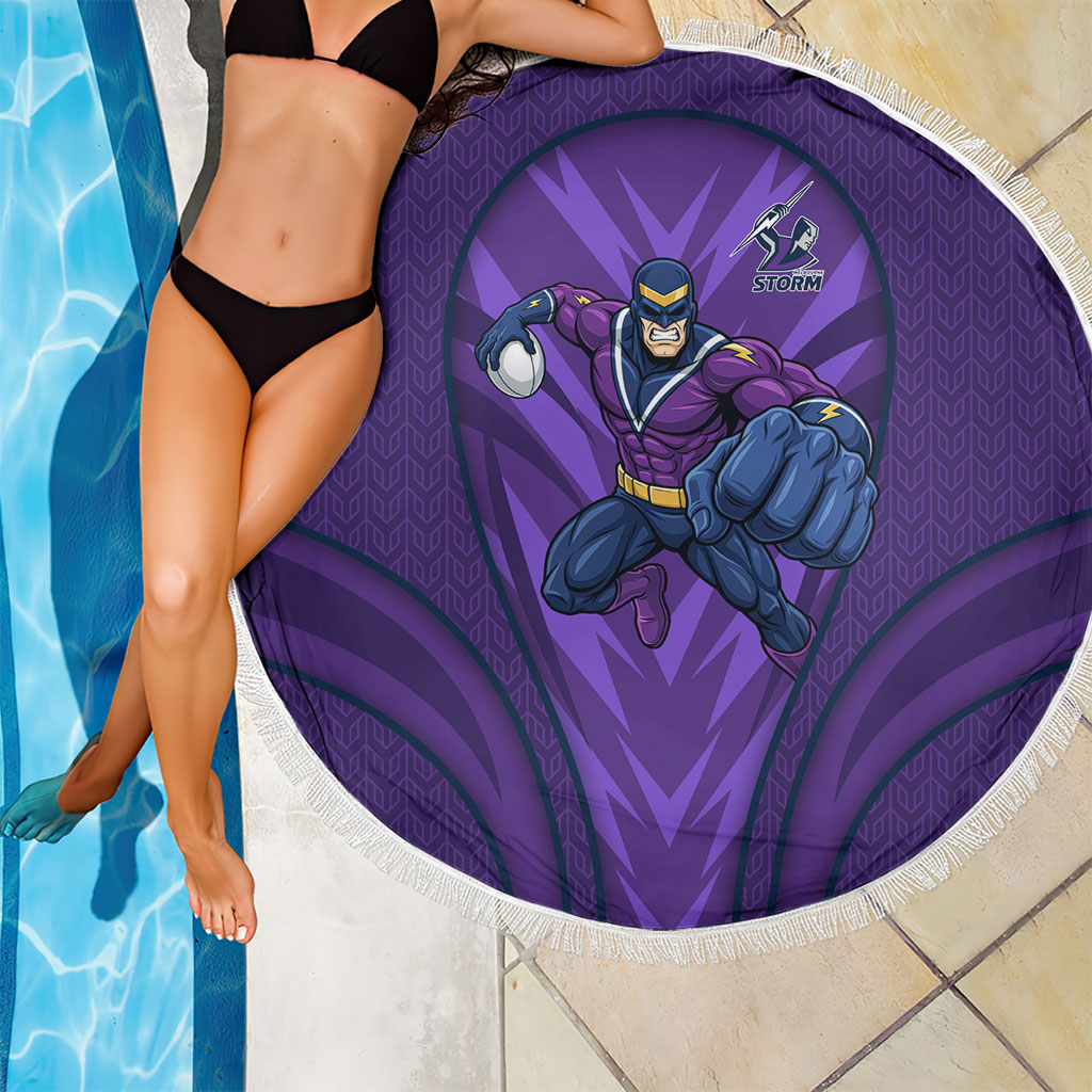 Melbourne Storm Rugby Mascot Beach Blanket Australian Rugby Culture - Tribal Inspired Superhero