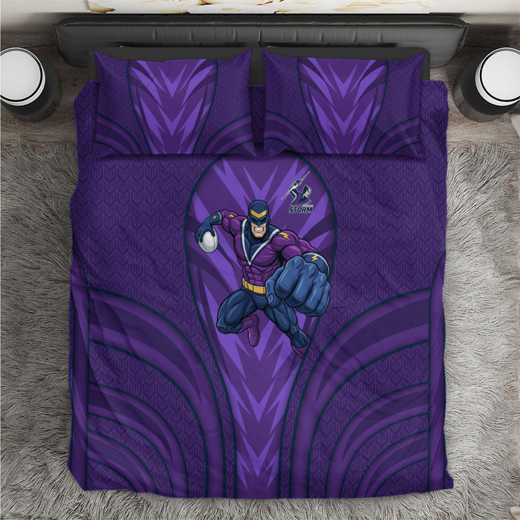 Melbourne Storm Rugby Mascot Bedding Set Australian Rugby Culture - Tribal Inspired Superhero