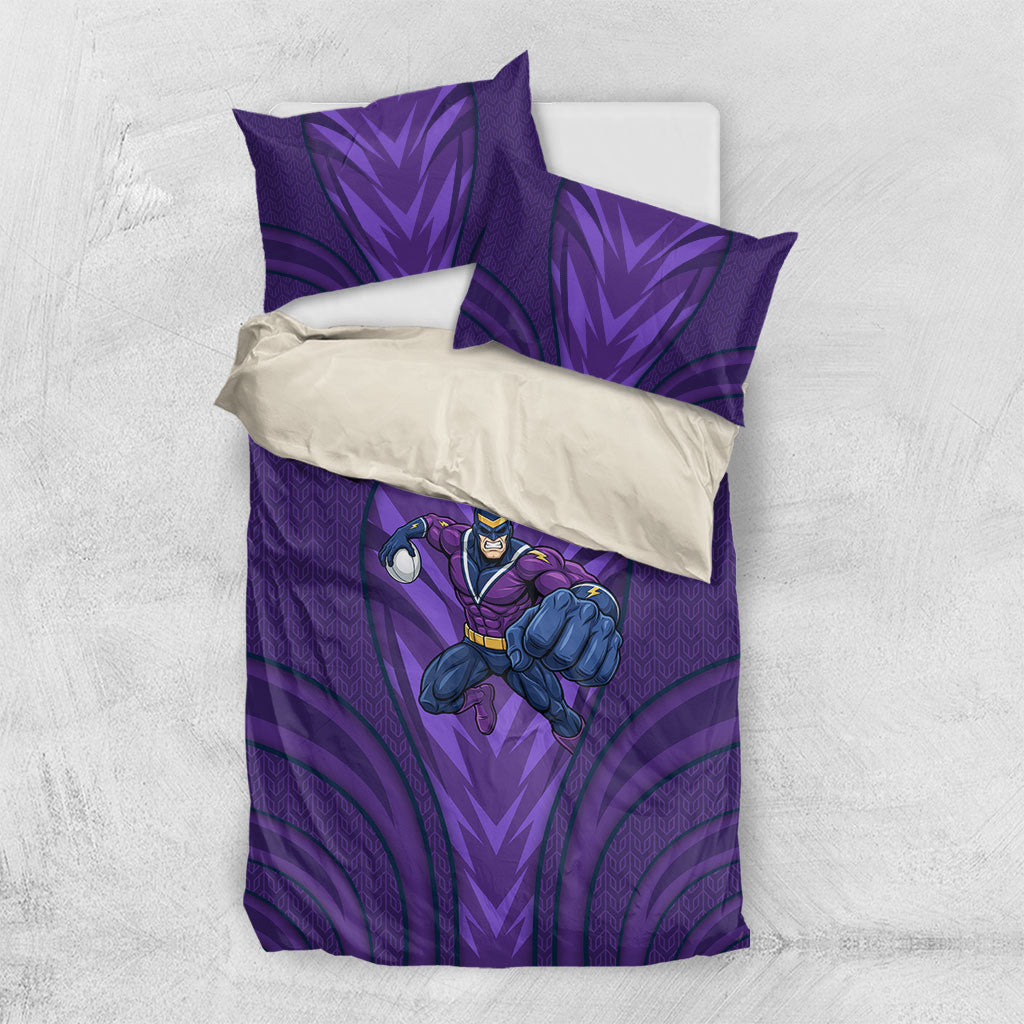 Melbourne Storm Rugby Mascot Bedding Set Australian Rugby Culture - Tribal Inspired Superhero