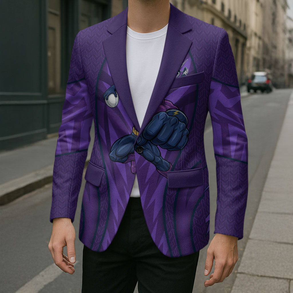Melbourne Storm Rugby Mascot Blazer Australian Rugby Culture - Tribal Inspired Superhero