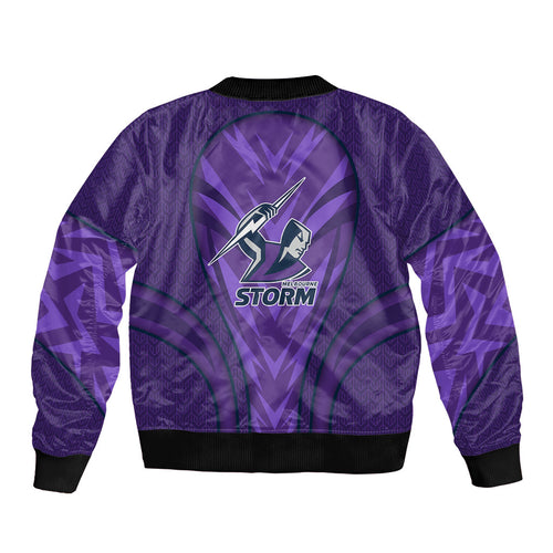 Melbourne Storm Rugby Mascot Bomber Jacket Australian Rugby Culture - Tribal Inspired Superhero