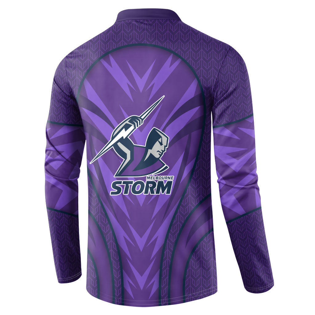 Melbourne Storm Rugby Mascot Button Sweatshirt Australian Rugby Culture - Tribal Inspired Superhero
