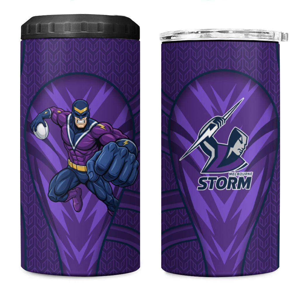 Melbourne Storm Rugby Mascot 4 in 1 Can Cooler Tumbler Australian Rugby Culture - Tribal Inspired Superhero