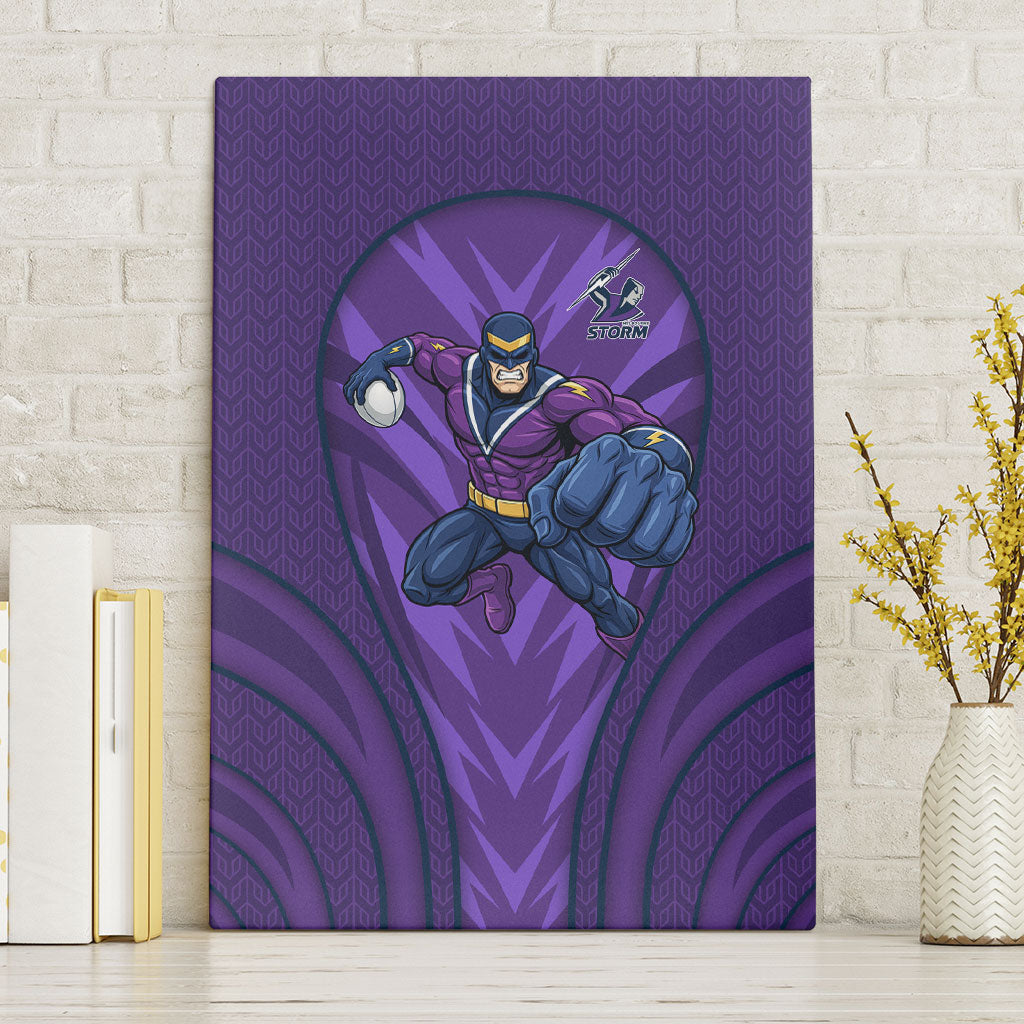 Melbourne Storm Rugby Mascot Canvas Wall Art Australian Rugby Culture - Tribal Inspired Superhero