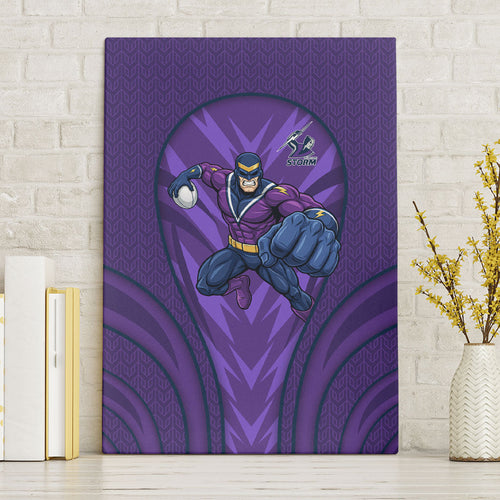 Melbourne Storm Rugby Mascot Canvas Wall Art Australian Rugby Culture - Tribal Inspired Superhero