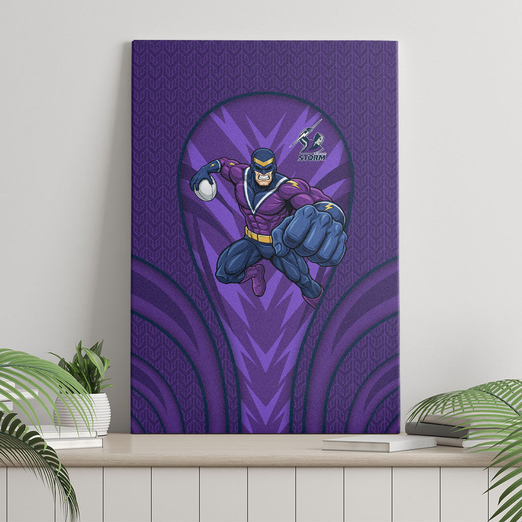 Melbourne Storm Rugby Mascot Canvas Wall Art Australian Rugby Culture - Tribal Inspired Superhero