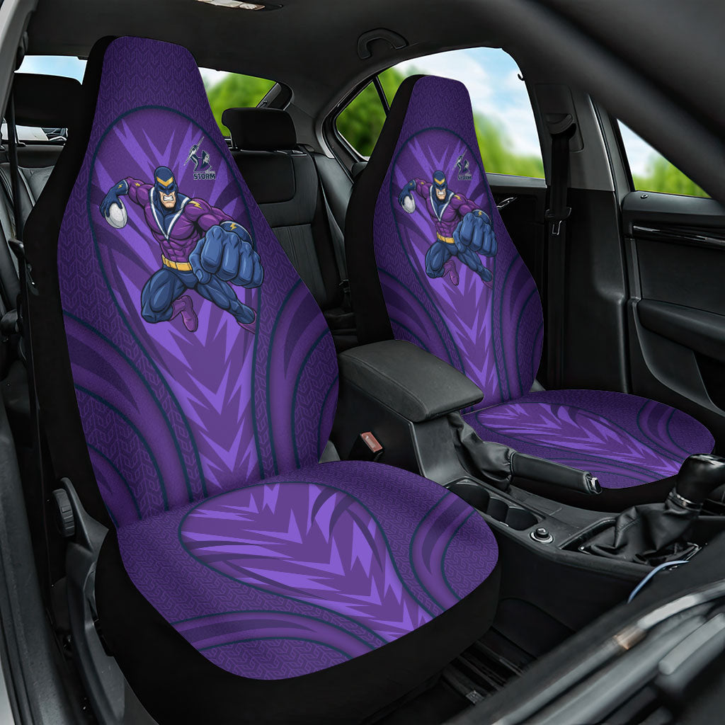 Melbourne Storm Rugby Mascot Car Seat Cover Australian Rugby Culture - Tribal Inspired Superhero