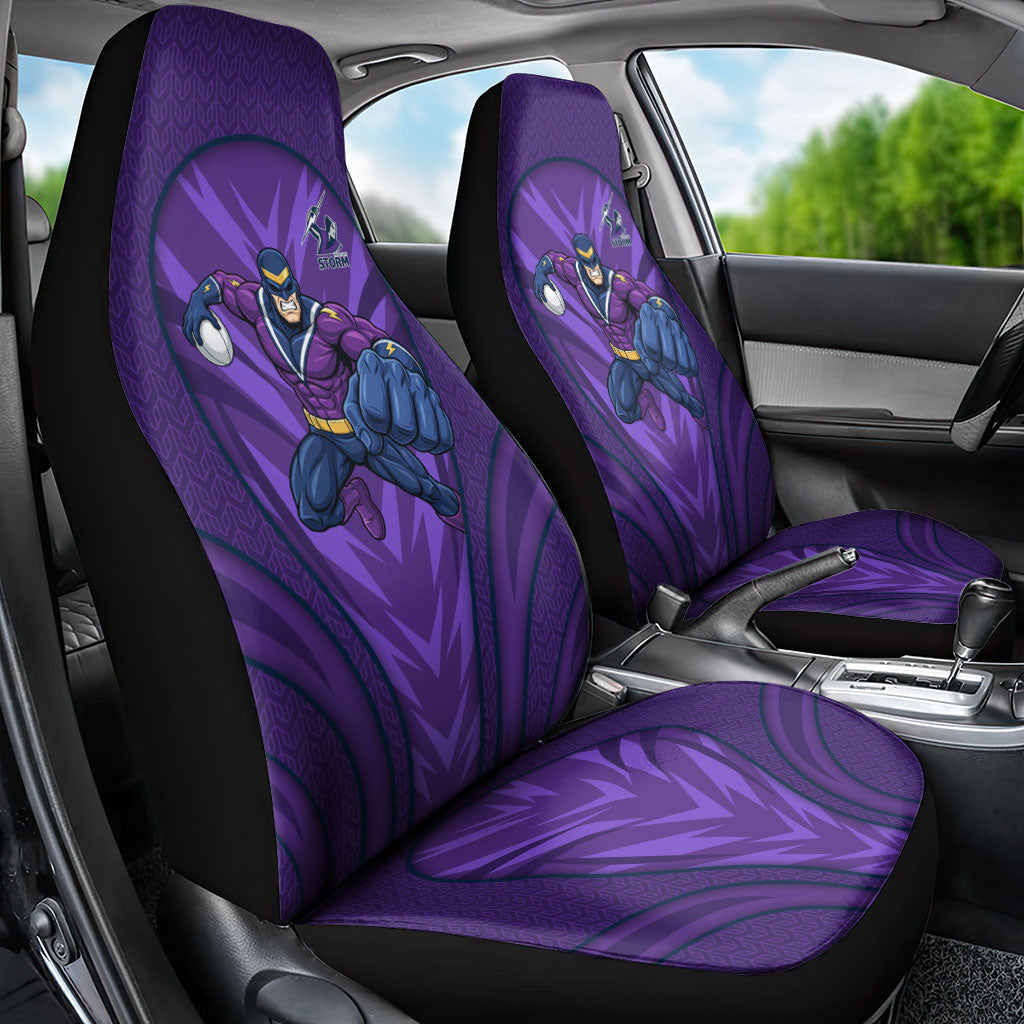 Melbourne Storm Rugby Mascot Car Seat Cover Australian Rugby Culture - Tribal Inspired Superhero