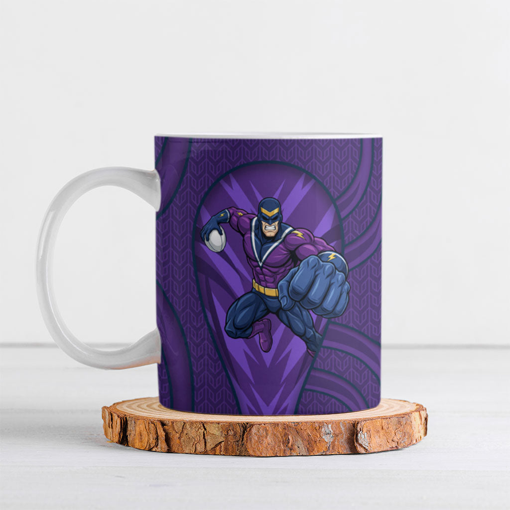 Melbourne Storm Rugby Mascot Ceramic Mug Australian Rugby Culture - Tribal Inspired Superhero