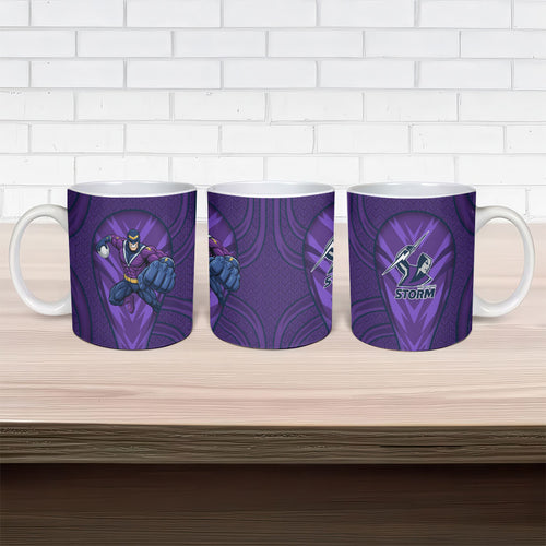 Melbourne Storm Rugby Mascot Ceramic Mug Australian Rugby Culture - Tribal Inspired Superhero