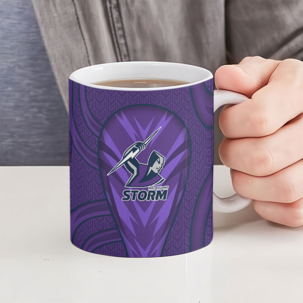 Melbourne Storm Rugby Mascot Ceramic Mug Australian Rugby Culture - Tribal Inspired Superhero