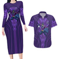 Melbourne Storm Rugby Mascot Couples Matching Long Sleeve Bodycon Dress and Hawaiian Shirt Australian Rugby Culture - Tribal Inspired Superhero