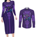 Melbourne Storm Rugby Mascot Couples Matching Long Sleeve Bodycon Dress and Long Sleeve Button Shirt Australian Rugby Culture - Tribal Inspired Superhero