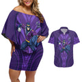 Melbourne Storm Rugby Mascot Couples Matching Off Shoulder Short Dress and Hawaiian Shirt Australian Rugby Culture - Tribal Inspired Superhero