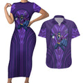 Melbourne Storm Rugby Mascot Couples Matching Short Sleeve Bodycon Dress and Hawaiian Shirt Australian Rugby Culture - Tribal Inspired Superhero