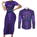 Melbourne Storm Rugby Mascot Couples Matching Short Sleeve Bodycon Dress and Long Sleeve Button Shirt Australian Rugby Culture - Tribal Inspired Superhero