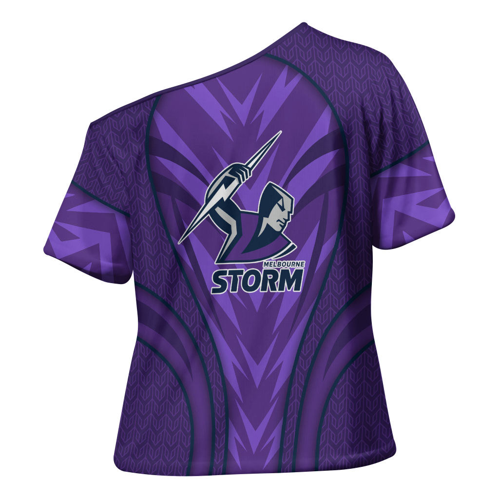 Melbourne Storm Rugby Mascot Cross Shoulder Shirt Australian Rugby Culture - Tribal Inspired Superhero
