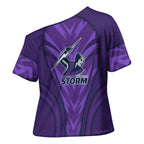 Melbourne Storm Rugby Mascot Cross Shoulder Shirt Australian Rugby Culture - Tribal Inspired Superhero