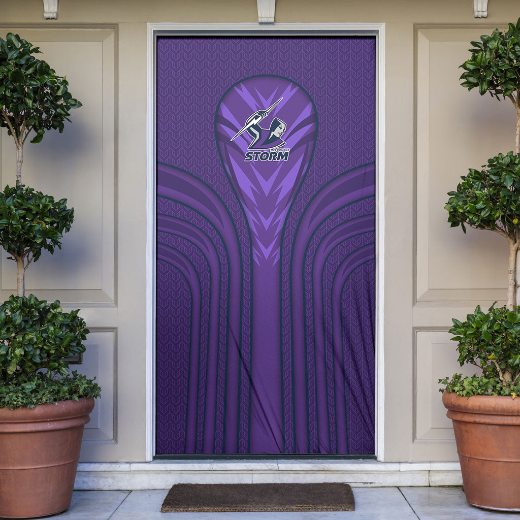 Melbourne Storm Rugby Mascot Door Cover Australian Rugby Culture - Tribal Inspired Superhero