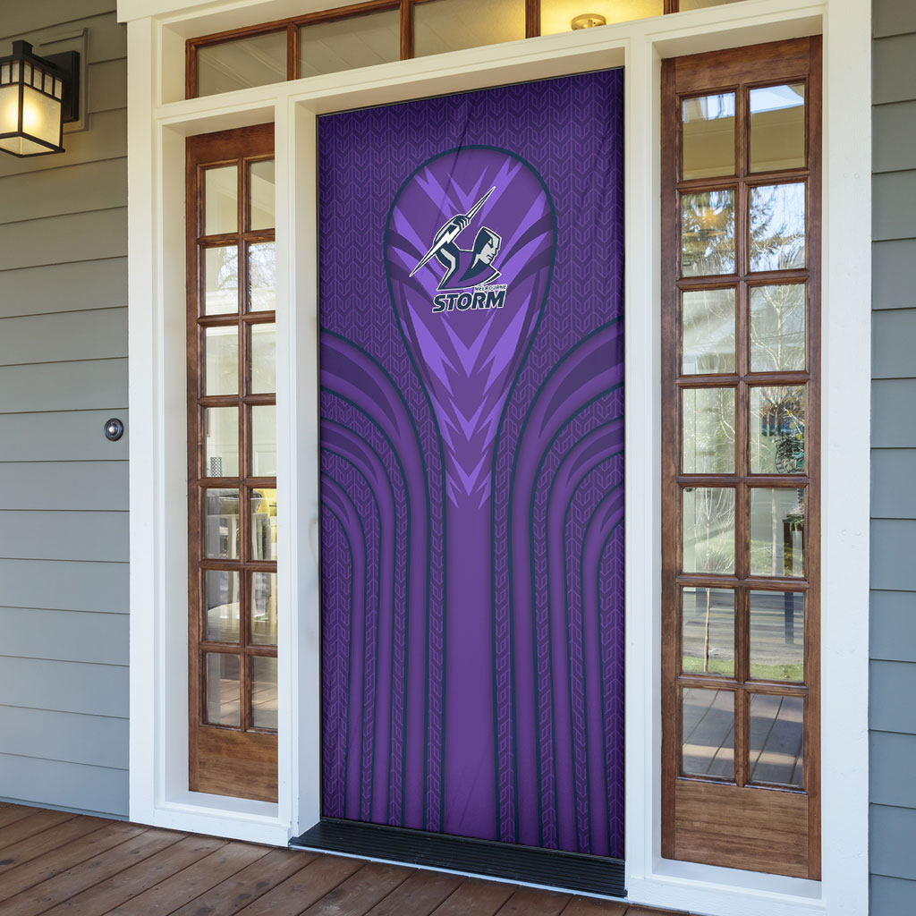 Melbourne Storm Rugby Mascot Door Cover Australian Rugby Culture - Tribal Inspired Superhero