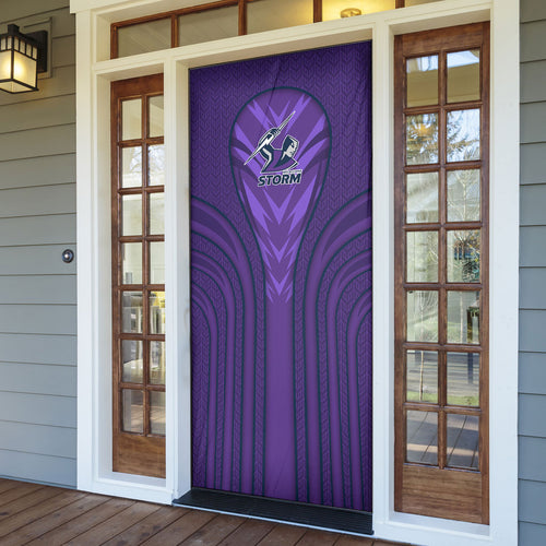 Melbourne Storm Rugby Mascot Door Cover Australian Rugby Culture - Tribal Inspired Superhero