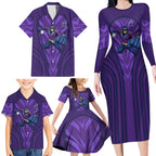 Melbourne Storm Rugby Mascot Family Matching Long Sleeve Bodycon Dress and Hawaiian Shirt Australian Rugby Culture - Tribal Inspired Superhero
