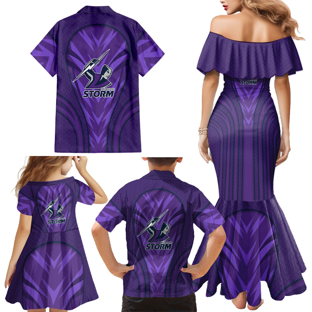 Melbourne Storm Rugby Mascot Family Matching Mermaid Dress and Hawaiian Shirt Australian Rugby Culture - Tribal Inspired Superhero