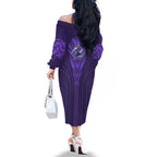 Melbourne Storm Rugby Mascot Family Matching Off The Shoulder Long Sleeve Dress and Hawaiian Shirt Australian Rugby Culture - Tribal Inspired Superhero