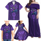 Melbourne Storm Rugby Mascot Family Matching Off Shoulder Maxi Dress and Hawaiian Shirt Australian Rugby Culture - Tribal Inspired Superhero