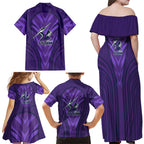 Melbourne Storm Rugby Mascot Family Matching Off Shoulder Maxi Dress and Hawaiian Shirt Australian Rugby Culture - Tribal Inspired Superhero