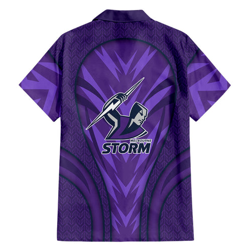 Melbourne Storm Rugby Mascot Family Matching Off Shoulder Maxi Dress and Hawaiian Shirt Australian Rugby Culture - Tribal Inspired Superhero