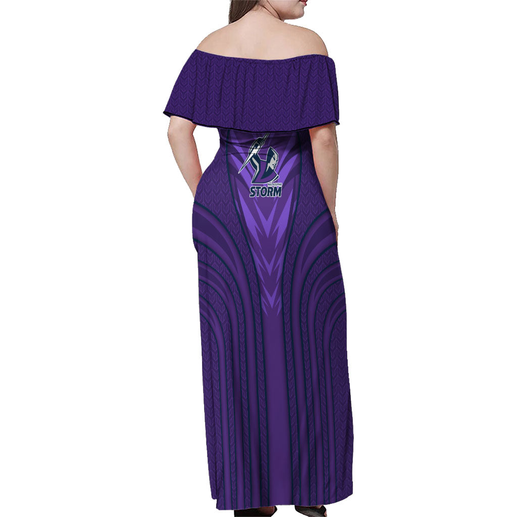 Melbourne Storm Rugby Mascot Family Matching Off Shoulder Maxi Dress and Hawaiian Shirt Australian Rugby Culture - Tribal Inspired Superhero