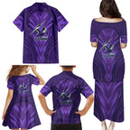 Melbourne Storm Rugby Mascot Family Matching Puletasi and Hawaiian Shirt Australian Rugby Culture - Tribal Inspired Superhero