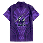 Melbourne Storm Rugby Mascot Family Matching Puletasi and Hawaiian Shirt Australian Rugby Culture - Tribal Inspired Superhero