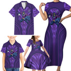 Melbourne Storm Rugby Mascot Family Matching Short Sleeve Bodycon Dress and Hawaiian Shirt Australian Rugby Culture - Tribal Inspired Superhero