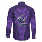 Melbourne Storm Rugby Mascot Family Matching Short Sleeve Bodycon Dress and Hawaiian Shirt Australian Rugby Culture - Tribal Inspired Superhero