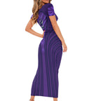 Melbourne Storm Rugby Mascot Family Matching Short Sleeve Bodycon Dress and Hawaiian Shirt Australian Rugby Culture - Tribal Inspired Superhero