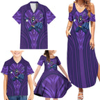 Melbourne Storm Rugby Mascot Family Matching Summer Maxi Dress and Hawaiian Shirt Australian Rugby Culture - Tribal Inspired Superhero