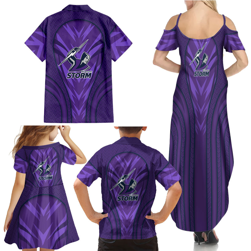 Melbourne Storm Rugby Mascot Family Matching Summer Maxi Dress and Hawaiian Shirt Australian Rugby Culture - Tribal Inspired Superhero