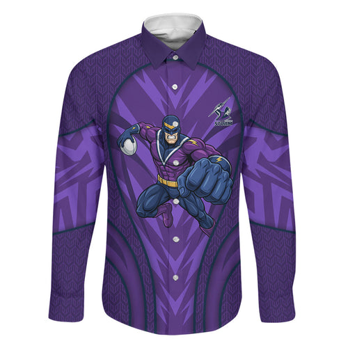 Melbourne Storm Rugby Mascot Family Matching Summer Maxi Dress and Hawaiian Shirt Australian Rugby Culture - Tribal Inspired Superhero