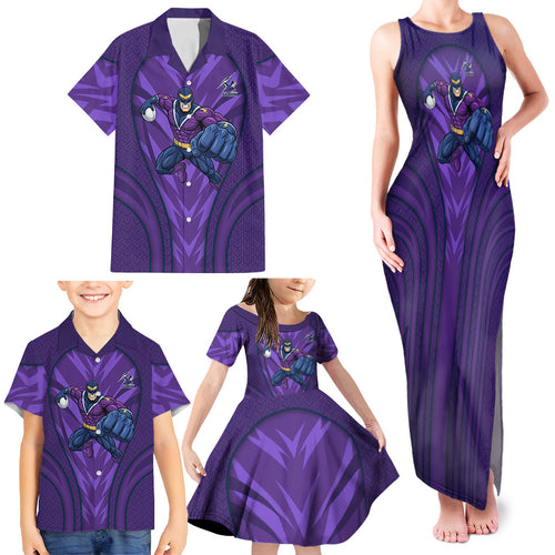 Melbourne Storm Rugby Mascot Family Matching Tank Maxi Dress and Hawaiian Shirt Australian Rugby Culture - Tribal Inspired Superhero