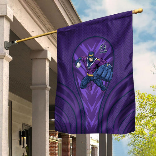 Melbourne Storm Rugby Mascot Garden Flag Australian Rugby Culture - Tribal Inspired Superhero